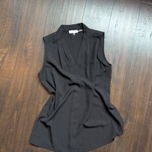 Calvin Klein Gray Sleeveless Wrap Blouse with Mandarin Collar
